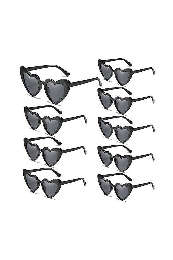 owlfun Lot de 9 paires de lunettes de soleil en forme de cœur - Accessoires de fête - Harry Styles - Pour les courses et les 