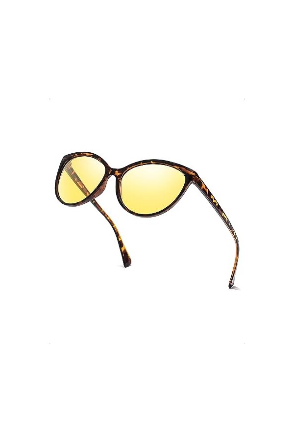 LVIOE Lunettes de conduite de nuit avec lentille jaune polarisée Lunettes de vision nocturne pour femmes anti-éblouissement p