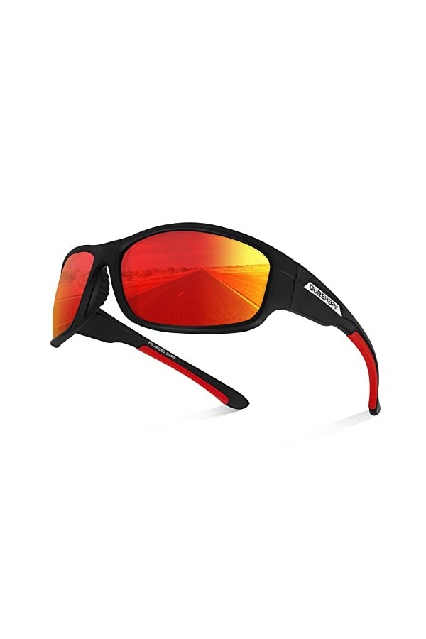 Queshark Lunettes de Soleil de Sport Polarisées pour Homme et Femme Cyclisme Course à Pied Golf Pêche Wrap Around Lunettes