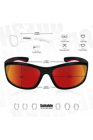 Queshark Lunettes de Soleil de Sport Polarisées pour Homme et Femme Cyclisme Course à Pied Golf Pêche Wrap Around Lunettes