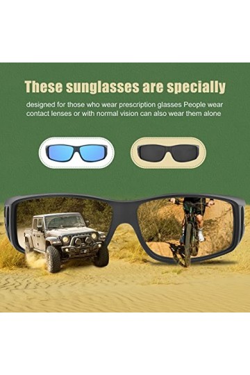 Farrobor Sur Lunette de Soleil Polarisées Lunettes de Soleil Homme 2 Paires Surlunettes de Soleil Femme Homme Conduite Vélo P