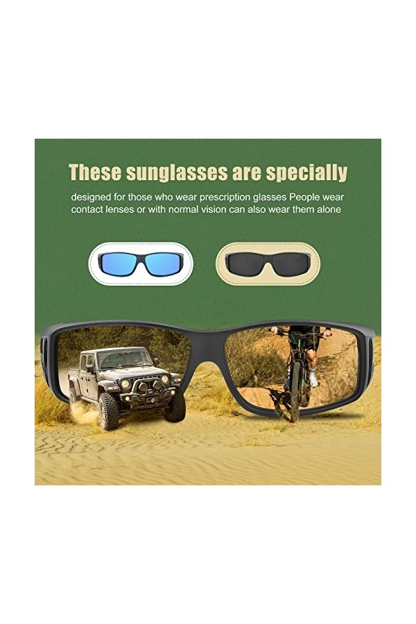 Farrobor Sur Lunette de Soleil Polarisées Lunettes de Soleil Homme 2 Paires Surlunettes de Soleil Femme Homme Conduite Vélo P