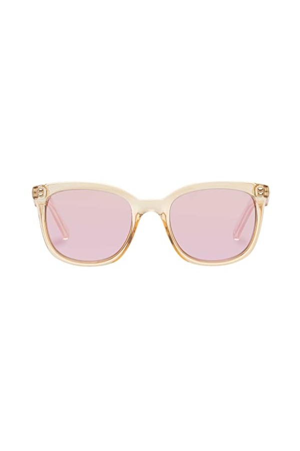 Le Specs Lunettes de soleil Veracious pour homme et femme - Forme rectangulaire avec protection UV, Rose miroir / sable