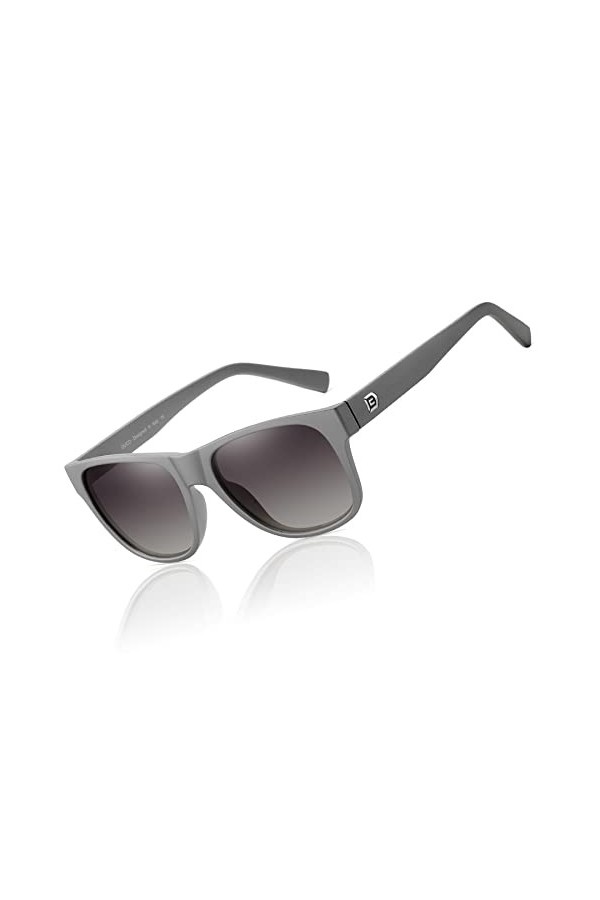 Duco Lunettes de soleil polarisées classiques unisexes pour hommes et femmes 100 ％ Protection 2145 Cadre Noir mat Verres Dég