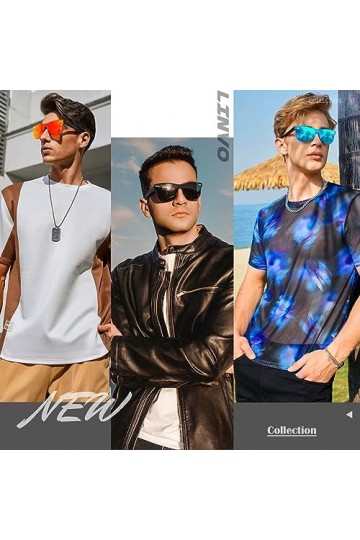 LINVO Lunettes de Soleil Homme Femme Polarisées Mode,Abat-jour Plats Seule Pièce Conduite Pêche Protection UV