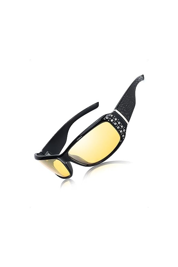 LVIOE Femme Lunettes de Conduite Nocturne, Lunettes de Vision Nocturne, Conduite de Nuit Lunettes Anti-éblouissement Lunettes
