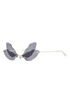 YUELUQU Mode Rimless Dragonfly Papillon Ailes Lunettes de soleil Party Cosplay Verres mignons drôles rouge miroir + vert 