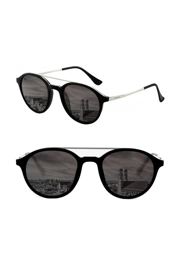 CREYESTAL Lunettes de Soleil Polarisées Modernes et Tendances, Taille Medium, Verres Polycarbonate HD Premium 100% Anti-UV, p