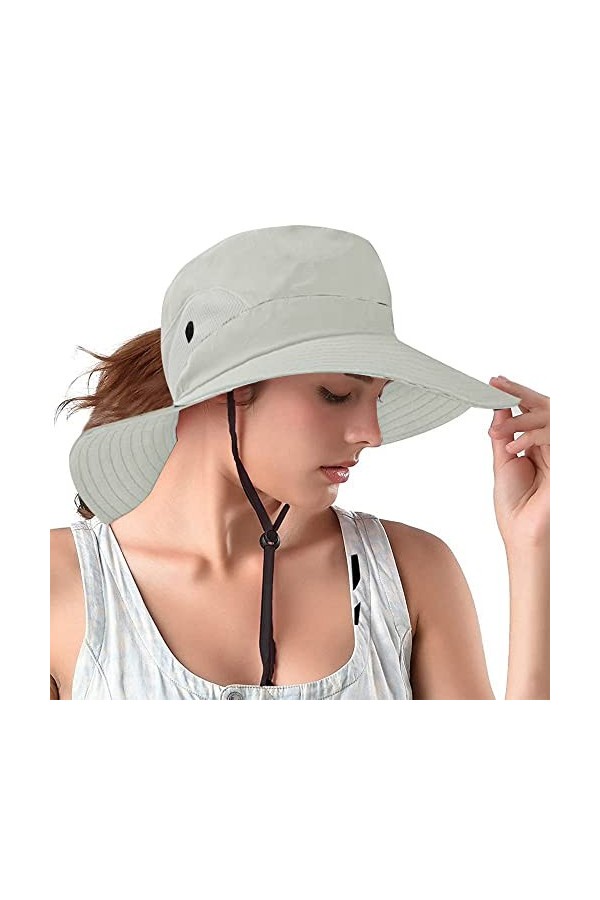 Rosoz Lot de 2 chapeaux de soleil pour queue de cheval, protection UV, pliable, en maille à large bord, pour randonnée, plage