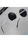 Joopin 2 Pack Ronde Lunette de Soleil Polarisée pour Homme et Femme Lunettes Rétros Style Or Noir et Argent Noir