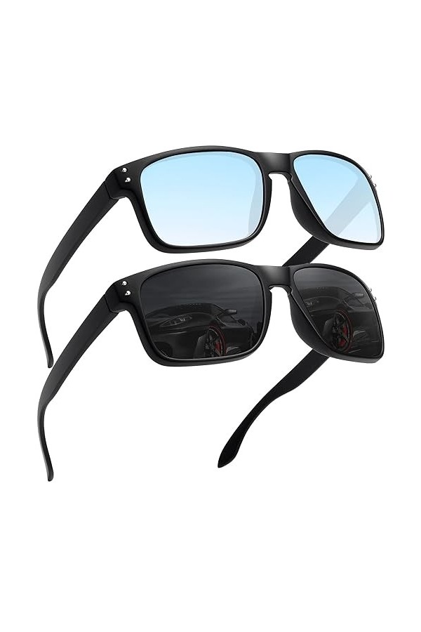 LEDING&BEST Lunettes de Soleil Polarisées pour Homme Femmes Classique ultraléger TR90 Montures lunettes/Pour les sports 100% 