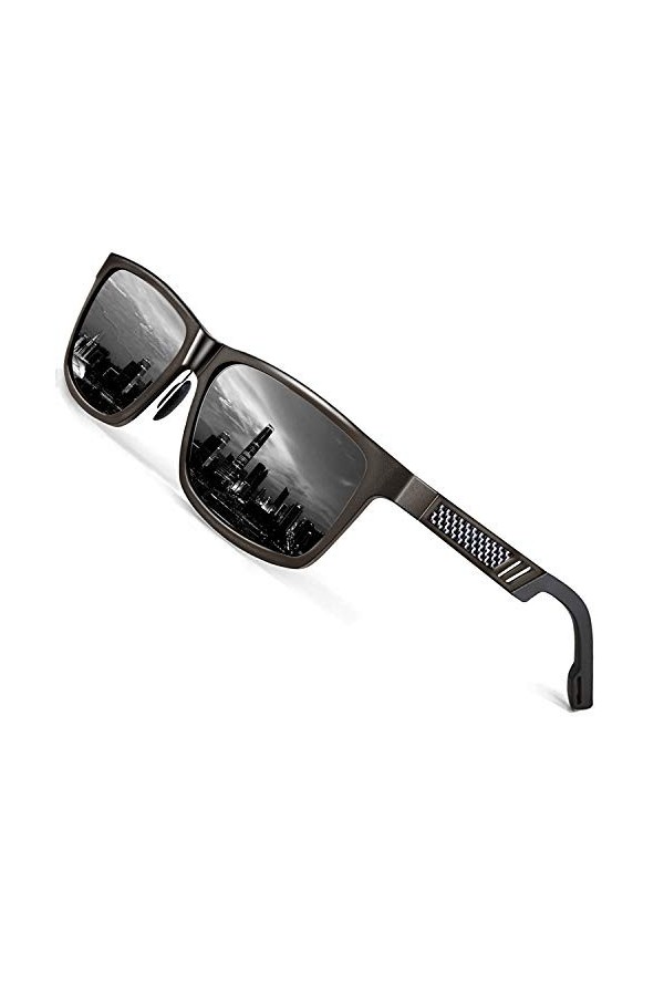 ROCKNIGHT Lunettes de soleil polarisées HD surdimensionnées pour femmes Lunettes de soleil à monture en métal à la mode réflé