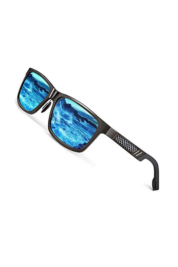 ROCKNIGHT Lunettes de soleil polarisées HD surdimensionnées pour femmes Lunettes de soleil à monture en métal à la mode réflé