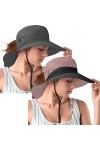 Rosoz Lot de 2 chapeaux de soleil pour queue de cheval, protection UV, pliable, en maille à large bord, pour randonnée, plage