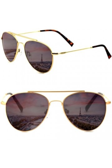 CREYESTAL Lunettes de Soleil Polarisées Métal Aviateur Pilote, Taille Medium, Verres Polycarbonate HD Premium 100% Anti-UV, p