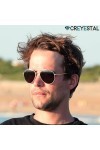 CREYESTAL Lunettes de Soleil Polarisées Métal Aviateur Pilote, Taille Medium, Verres Polycarbonate HD Premium 100% Anti-UV, p