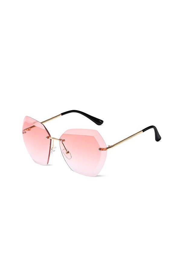 LumiSyne Lunettes De Soleil Sans Monture Grande Pour Femmes Lunettes De Vue Diamant Carré Lentille De Gradient Transparent Mo