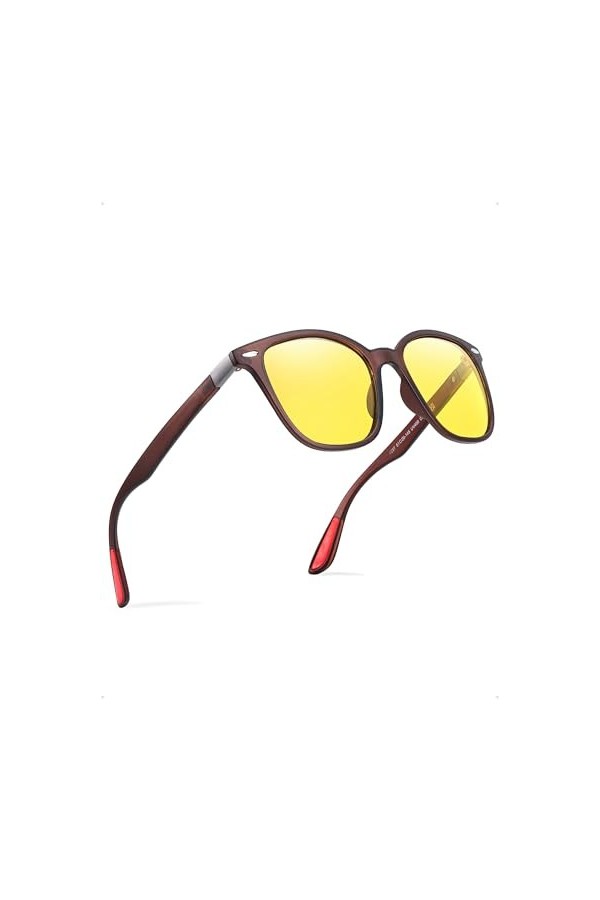 TJUTR Lunettes conduite de nuit Vision anti-éblouissement polarisées pour conduite de nuit pour homme et femme Jaune UV400