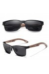 KINGSEVEN Lunettes de soleil pour homme et femme Lunettes de soleil en bois Unisexe en bambou Lunettes de soleil UV400 Noir, 