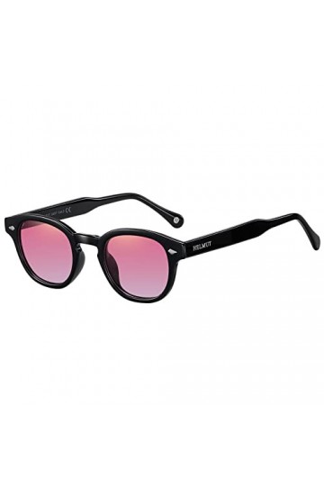 H HELMUT JUST Lunettes de soleil femme homme Depp style polarisées petites rondes larges légères en matériau TR90 et semelle 