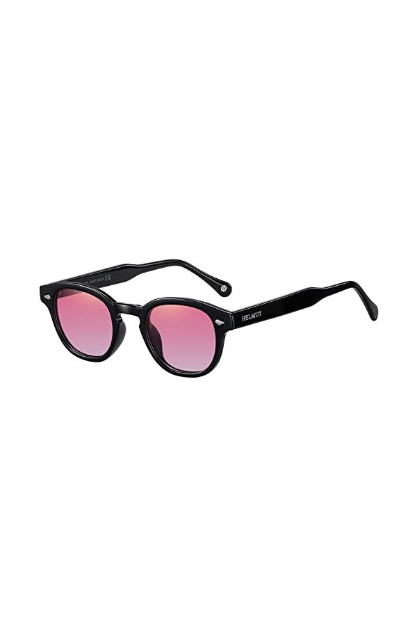 H HELMUT JUST Lunettes de soleil femme homme Depp style polarisées petites rondes larges légères en matériau TR90 et semelle 