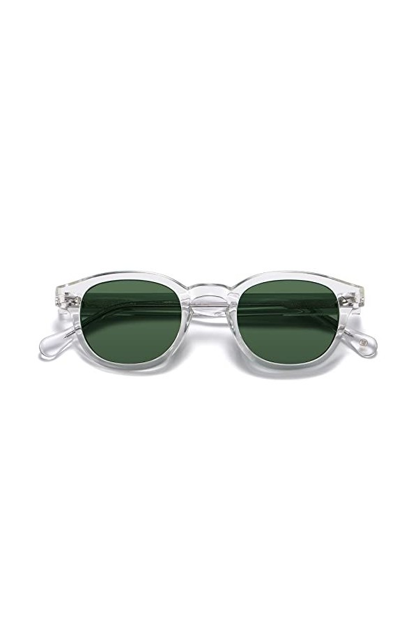 H HELMUT JUST Lunettes de soleil femme homme Depp style polarisées petites rondes larges légères en matériau TR90 et semelle 