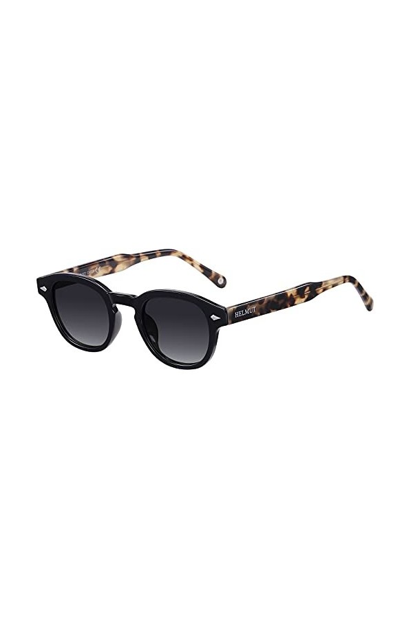 H HELMUT JUST Lunettes de soleil femme homme Depp style polarisées petites rondes larges légères en matériau TR90 et semelle 