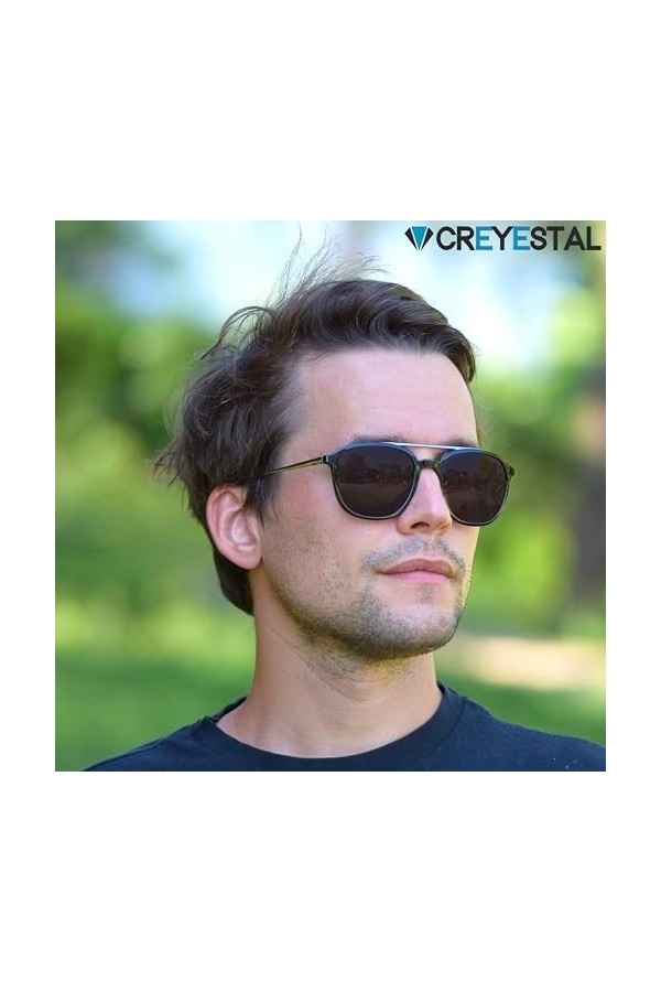 CREYESTAL Lunettes de Soleil Polarisées Modernes et Tendances, Taille Large, Verres Polycarbonate HD Premium 100% Anti-UV, po