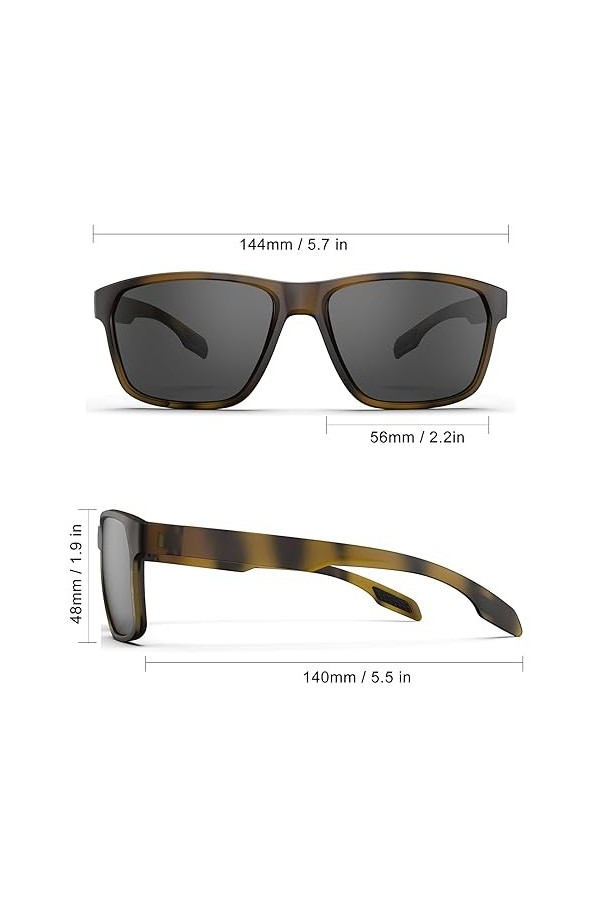 HAAYOT Lunettes de soleil polarisées pour homme et femme - Légères et durables - Monture TR90 - Protection 100 % UV - Pour la