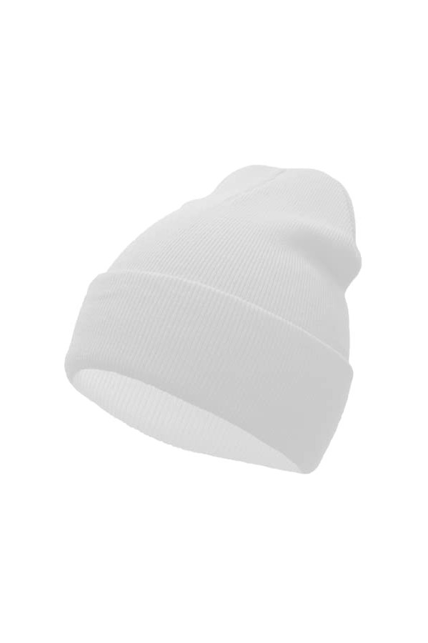 Bonnet unisexe en tricot doux et chaud avec revers motif camouflage pour homme et femme, blanc, Taille unique