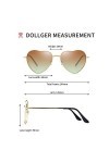 Lunettes de soleil en forme de cœur pour femme - Style hippie - Accessoire de déguisement - UV400 - Or rose, Verre dégradé ma