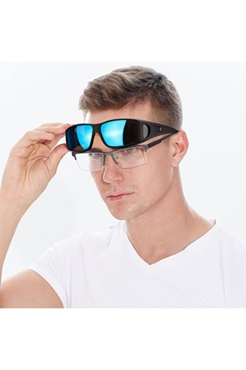 LVIOE Surlunettes Polarisées Hommes Femmes, Lunettes de Conduite Clip Lunettes de Soleil Anti-UVA UVB