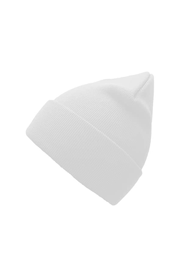 Bonnet unisexe en tricot doux et chaud avec revers motif camouflage pour homme et femme, blanc, Taille unique