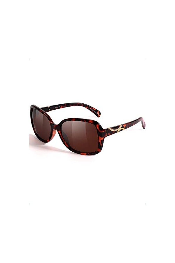 SIPHEW Lunettes de soleil polarisées vintage pour femme, C2 Tortoiseshell - Marron