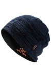 Lvaiz Bonnet dhiver tricoté doublé en polaire pour homme - Réversible - Coupe-vent - Chaud - Pour femme, Bleu/noir, Taille u