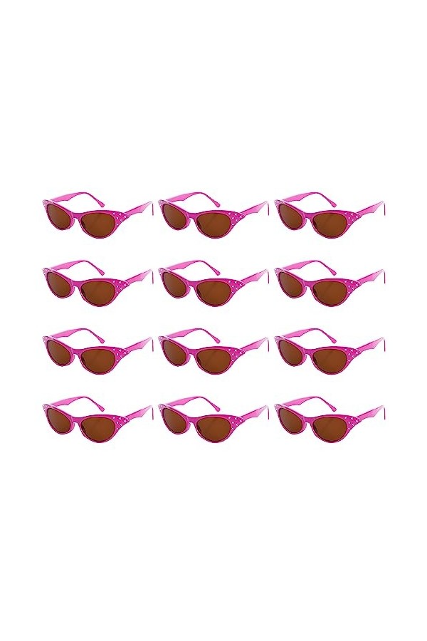 Lot de 4 paires de lunettes de soleil noires pour femme Style années 50 Motif œil de chat Noir