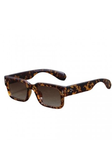 HCHES Lunettes de Soleil Carrées de Couleur Contrastée Femmes Rétro Léopard Dégradé Nuances UV400 Hommes Punk Rivets Lunettes
