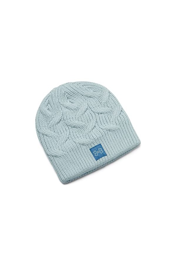 Under Armour Womens Standard Halftime Cable Knit Beanie, 469 Fuse Teal/Chicago Blue/Fuse Teal, One Size Fits Most