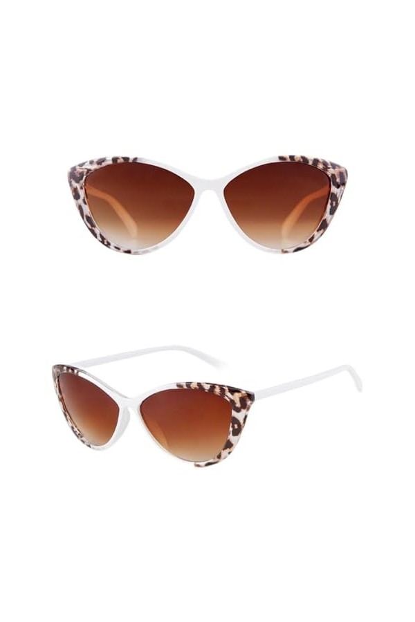 HPIRME Lunettes de soleil œil de chat femme vintage rétro monture léopard lunettes de soleil femmes, C5 léopard blanc, taille