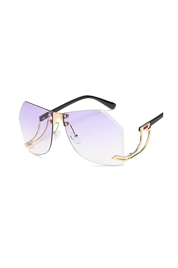 QFSLR Lunettes De Soleil sans Monture À La Mode, Protection UV400, Lunettes De Soleil pour Femmes avec Verres Irréguliers,A