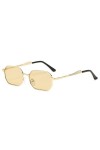HCHES Lunettes de Soleil pour Hommes Rectangle Femmes Lunettes de Soleil en métal Lunettes UV400, Thé doré, Taille Unique