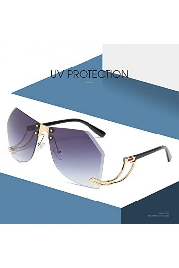 QFSLR Lunettes De Soleil sans Monture À La Mode, Protection UV400, Lunettes De Soleil pour Femmes avec Verres Irréguliers,G
