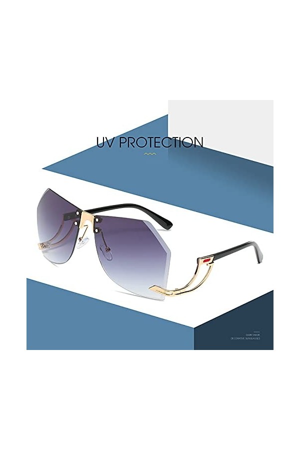 QFSLR Lunettes De Soleil sans Monture À La Mode, Protection UV400, Lunettes De Soleil pour Femmes avec Verres Irréguliers,G