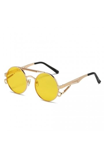 Rétro Métal Double Ponts Lunettes De Soleil Rondes Femmes Mode Dégradé Miroir Lunettes Hommes Tendance Punk Printemps Lunette