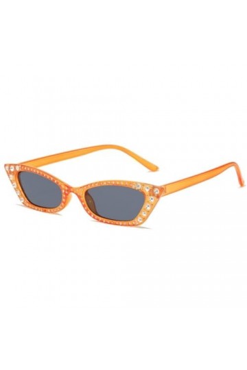 Lunettes de Soleil Oeil de Chat en Cristal Petit Cadre Diamant Femmes Personnalité Dame Strass Lunettes de Soleil Cateye Lune