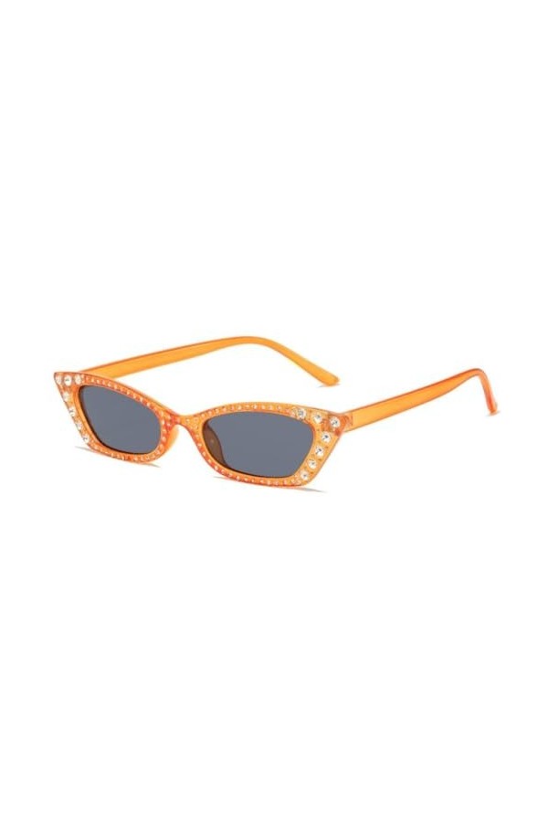 Lunettes de Soleil Oeil de Chat en Cristal Petit Cadre Diamant Femmes Personnalité Dame Strass Lunettes de Soleil Cateye Lune