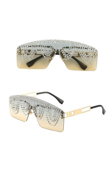 RUDELL Femme Soleil Lunettes Sunglasses Verres Polarisées Lunettes De Soleil D’Une Seule Pièce Incrustées De Diamants Personn