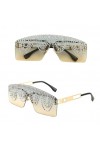 RUDELL Femme Soleil Lunettes Sunglasses Verres Polarisées Lunettes De Soleil D’Une Seule Pièce Incrustées De Diamants Personn