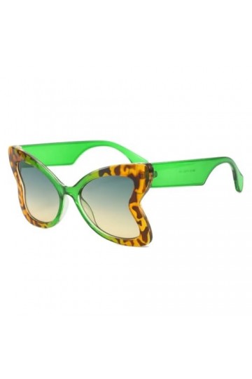 HCHES Lunettes de Soleil Surdimensionnées Papillon Femmes Nuances Dégradées UV400 Hommes Lunettes de Soleil Oeil de Chat Vert