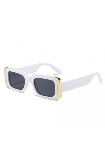 MUTYNE Lunettes de Soleil Mode Gelée Couleur Femmes Rétro Rectangle Dégradé Nuances UV400 Hommes Lunettes de Soleil, Blanc Gr